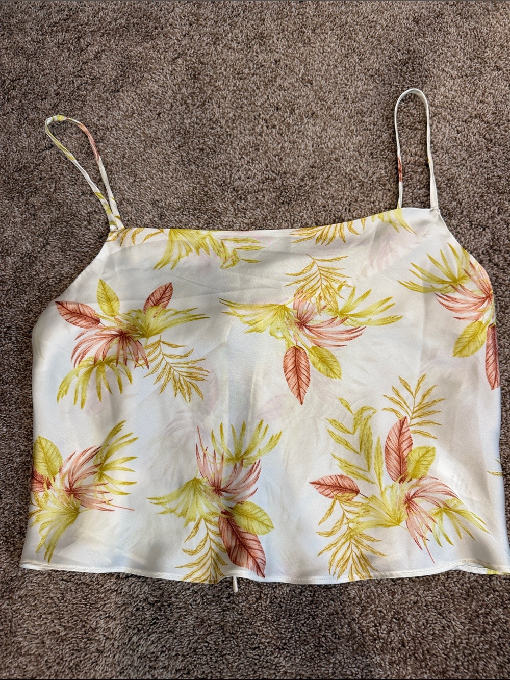 Le Lis Cream Tropical Leaf Print Cami Top
